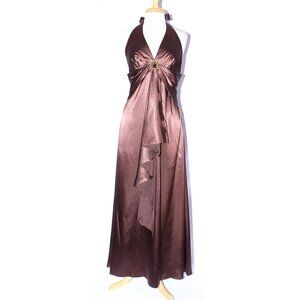 Cindy #1003 Charmeuse Satin Vintage Formal Bridesmaid Dress-Size 2X-Brown-NEW